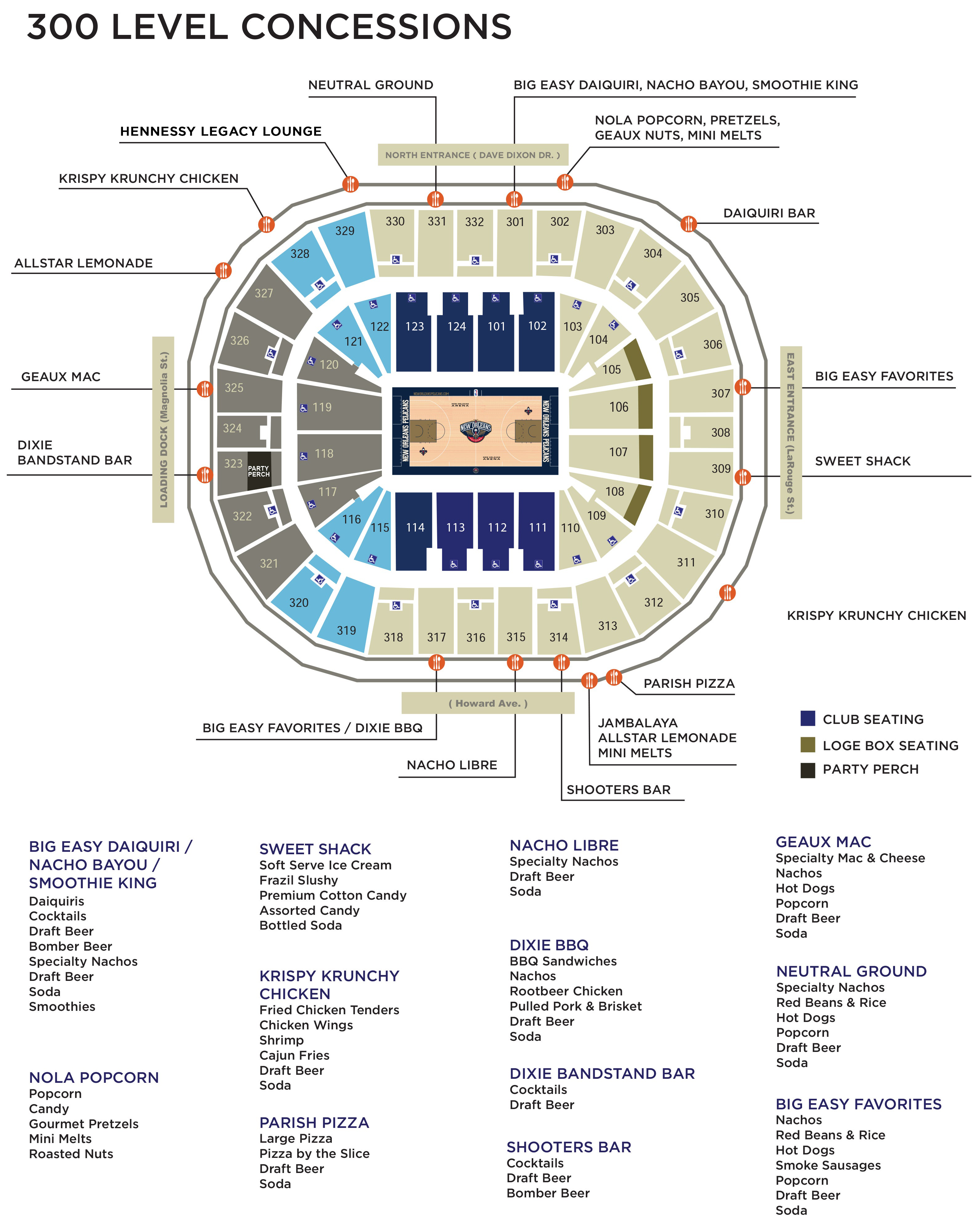 Smoothie King Center, section 103, home of New Orleans Pelicans